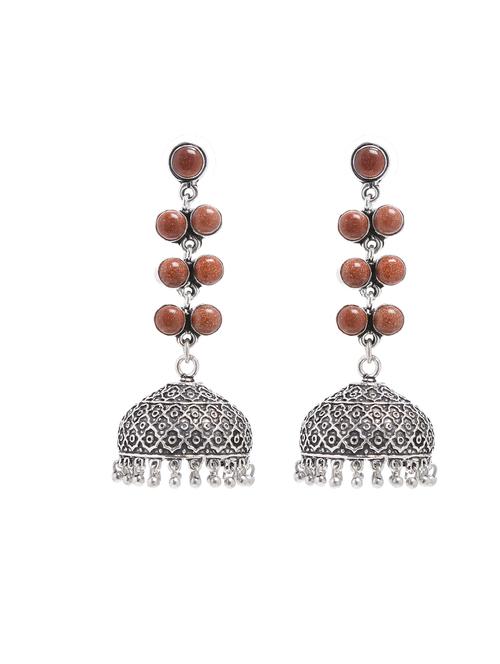 orange metal jhumka earring - 16100736 - Very Small Image - 1