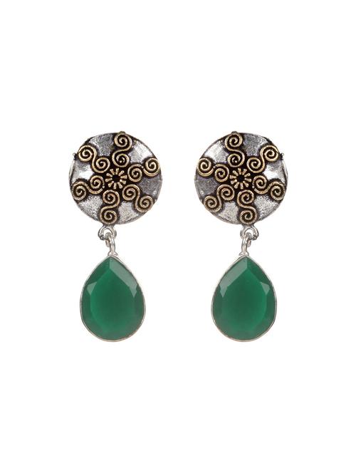 green metal drop earring - 16100755 - Very Small Image - 1