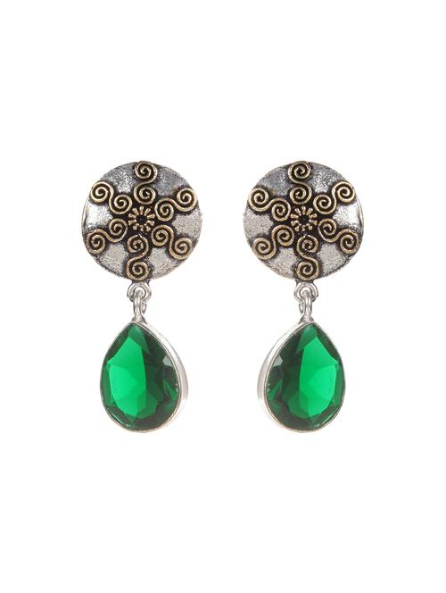 green metal drop earring - 16100760 - Very Small Image - 1