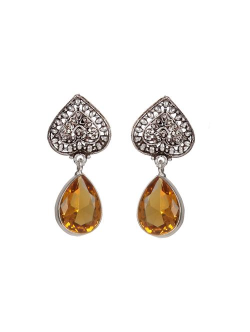 yellow metal drop earring - 16100769 - Very Small Image - 1