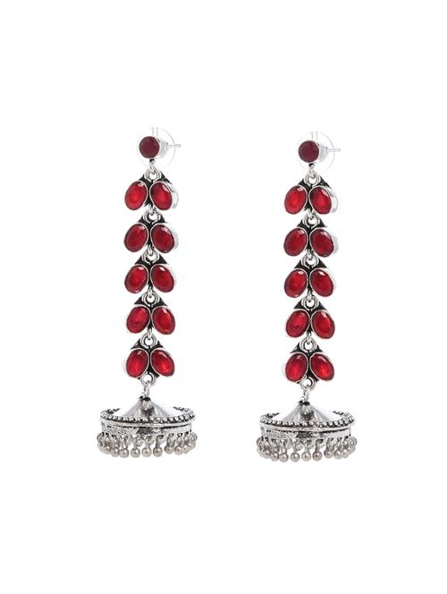 red metal drop earring - 16100781 - Very Small Image - 1