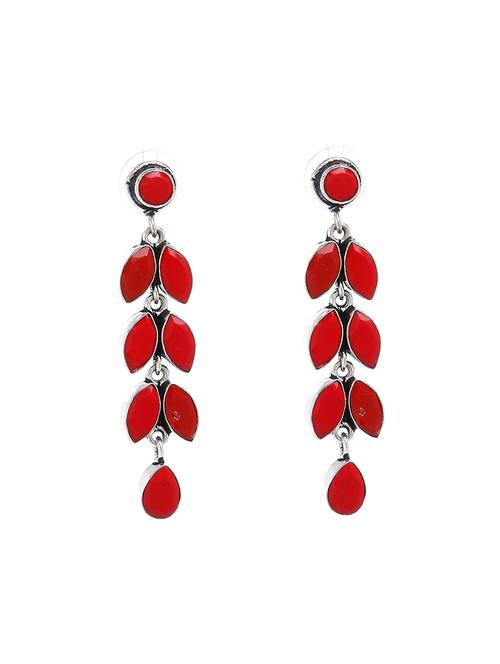 red metal drop earring - 16100786 - Very Small Image - 1