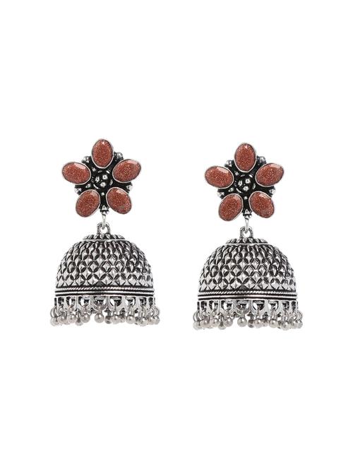 orange metal jhumka earring - 16100792 - Very Small Image - 1