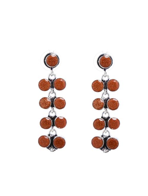 orange metal drop earring - 16100835 - Very Small Image - 1