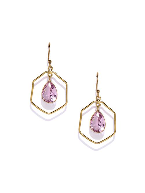 pink metal drop earring - 16100861 - Very Small Image - 1