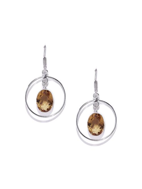 yellow metal drop earring - 16100870 - Very Small Image - 1