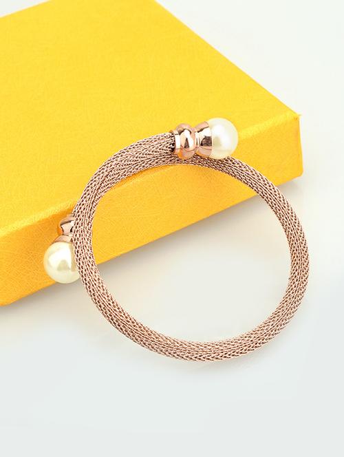 gold satin less steel bangle bracelet - 16100963 - Very Small Image - 1