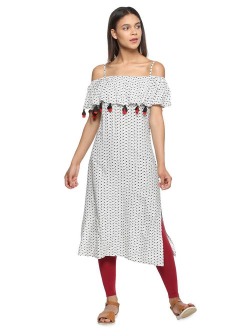 off shoulder straight kurta - 16101262 - Very Small Image - 1