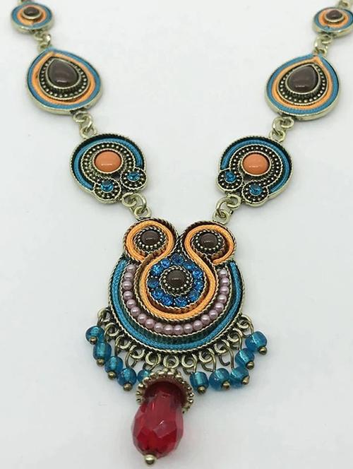 multi colored zinc long necklace - 16102071 - Very Small Image - 1
