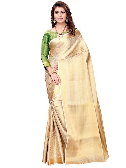 zari motifs beige woven saree with blouse - 16103429 - Very Small Image - 1