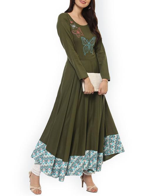 embroidered flared kurta - 16103458 - Very Small Image - 1
