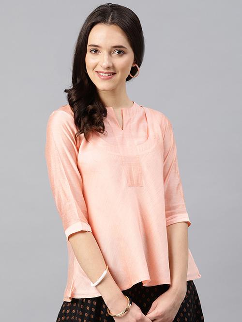 peach notch neck tunic - 16104333 - Very Small Image - 1