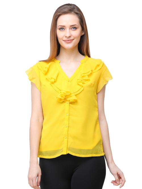 button up ruffle top - 16104492 - Very Small Image - 1