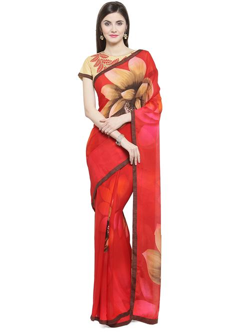 digital floral printed saree with blouse - 16105407 - Very Small Image - 1