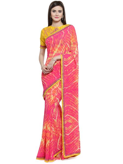 lace border shibori saree with blouse - 16105408 - Very Small Image - 1