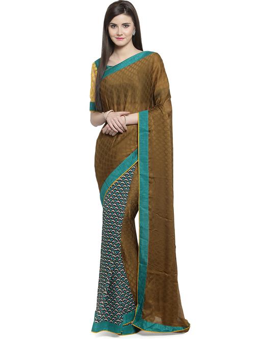 geometrical printed half & half saree with blouse - 16105413 - Very Small Image - 1