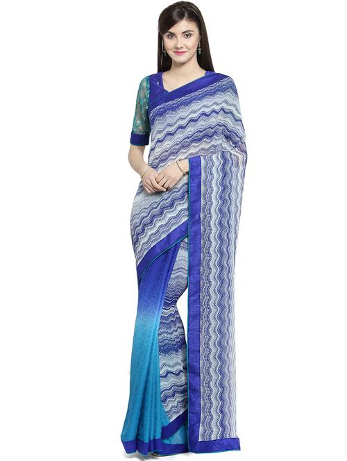 spiral printed saree with blouse - 16105415 - Very Small Image - 1