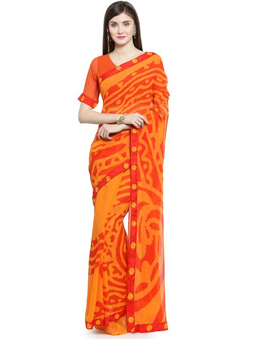 abstract printed saree with blouse - 16105419 - Very Small Image - 1