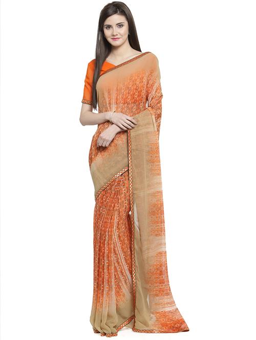 lace border printed saree with blouse - 16105436 - Very Small Image - 1