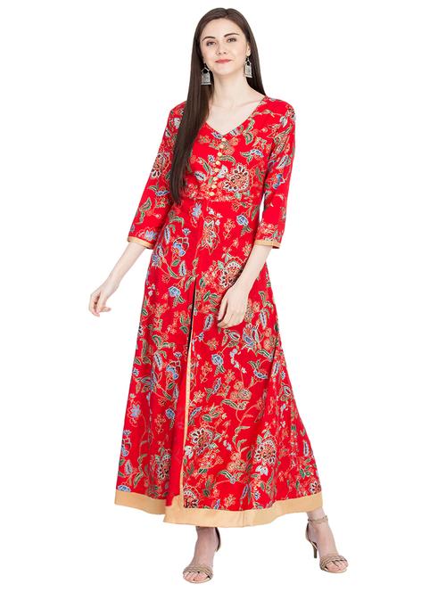 floral high slit dress - 16105582 - Very Small Image - 1