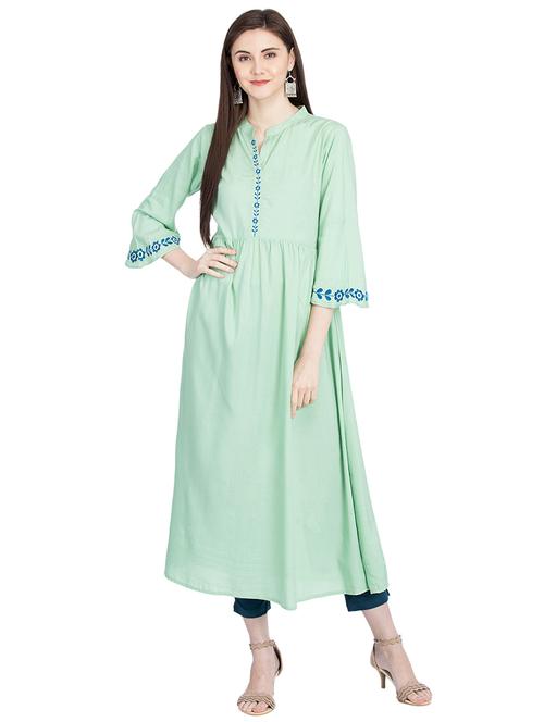 flared sleeves pastel flared kurta - 16105585 - Very Small Image - 1
