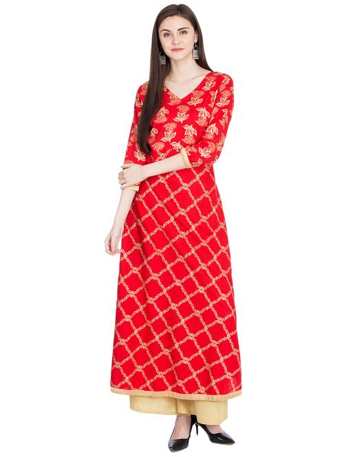 foil print a-line kurta - 16105608 - Very Small Image - 1