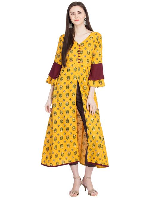 bell sleeves high slit kurta - 16105616 - Very Small Image - 1