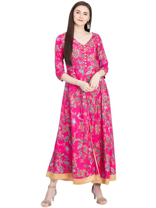 floral high slit flared kurta - 16105624 - Very Small Image - 1
