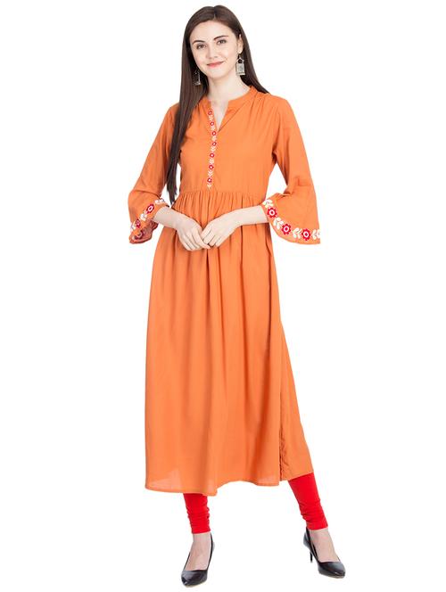 embroidered flared kurta - 16105629 - Very Small Image - 1