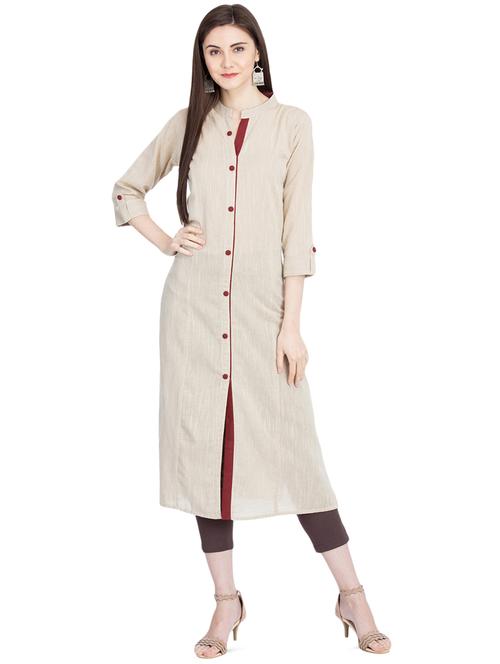 contrast solid kurta - 16105654 - Very Small Image - 1