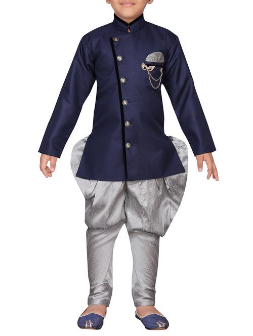 blue jute sherwani set - 16105693 - Very Small Image - 1