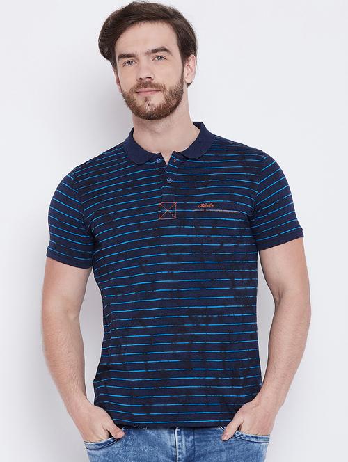 navy blue striped collared t-shirt - 16105897 - Very Small Image - 1