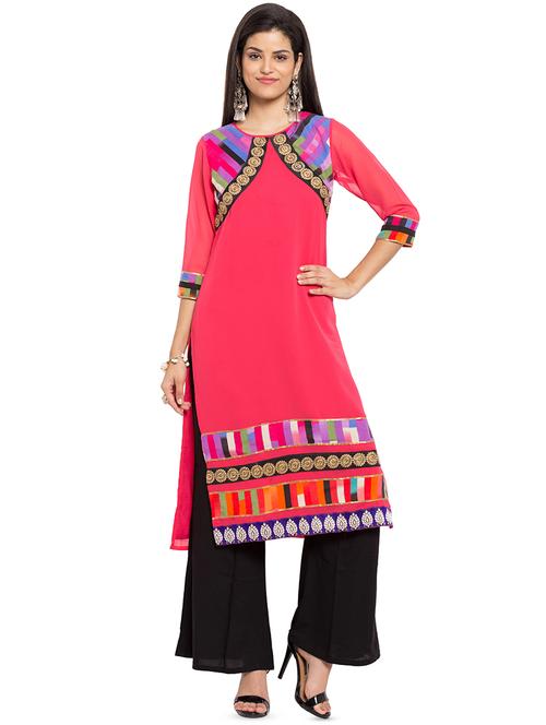 embroidered straight kurta - 16106480 - Very Small Image - 1