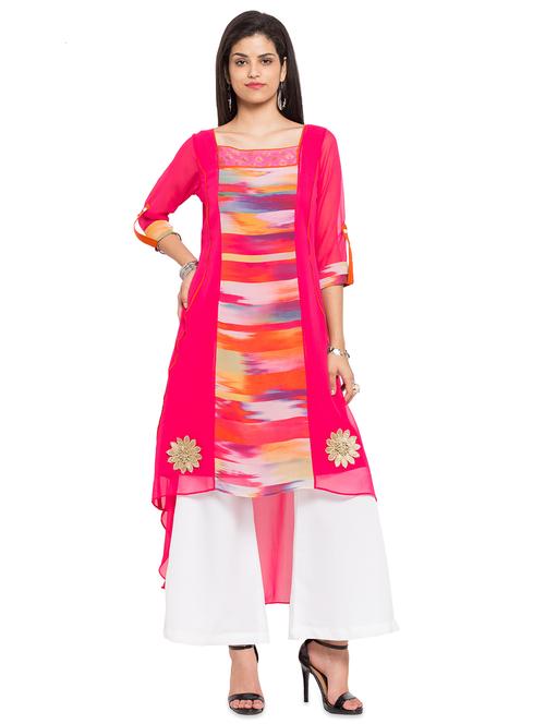 printed high-low kurta - 16106534 - Very Small Image - 1