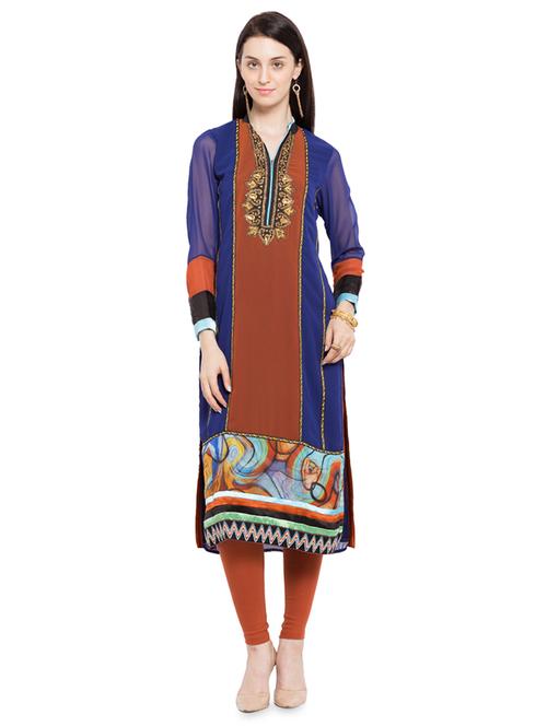 embroidered straight kurta - 16106537 - Very Small Image - 1