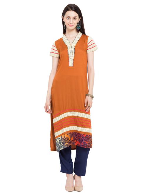 printed straight kurta - 16106582 - Very Small Image - 1