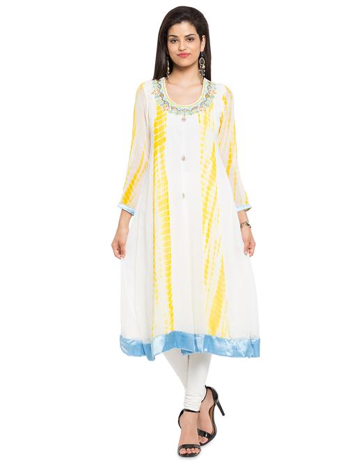 embroidered shibori a-line kurta - 16106598 - Very Small Image - 1