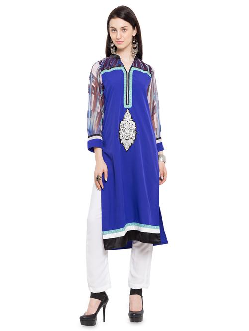 embroidered straight kurta - 16106610 - Very Small Image - 1