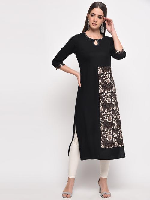 printed straight kurta - 16108287 - Very Small Image - 1