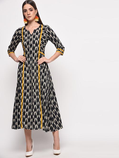 ikat a-line ethnic dress - 16108292 - Very Small Image - 1