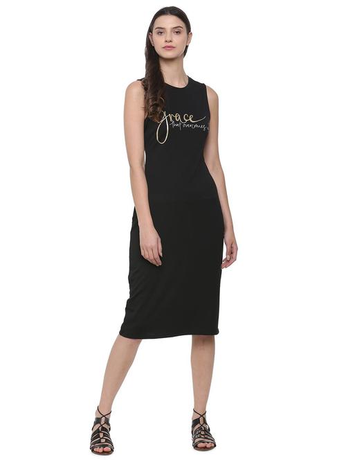 slogan print sheath dress - 16108675 - Very Small Image - 1