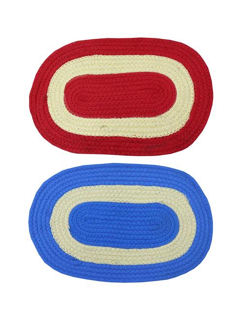 red and blue home need cotton doormat - 48 x 30 cm(pack of 2) - 16108762 - Very Small Image - 1