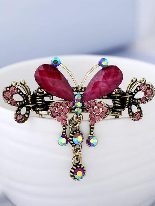 misstyle vintage women elegant red crystal butterfly flower hairpin - 16108946 - Very Small Image - 1