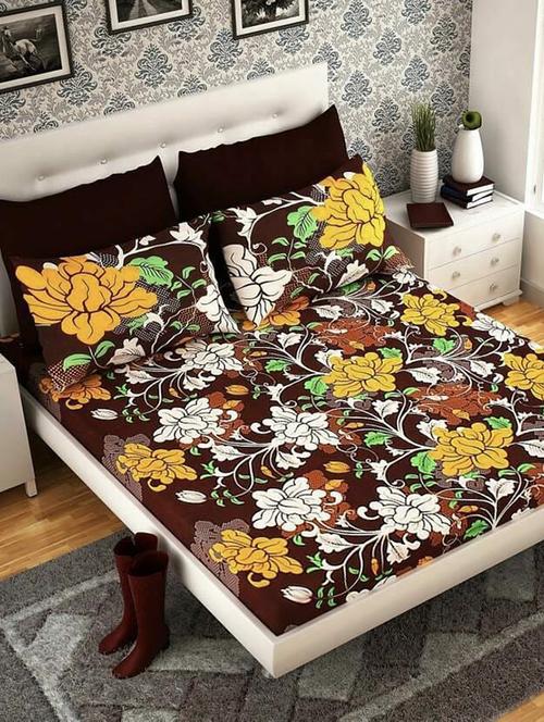 cotton double bedsheet with 2 pillow covers - 16109010 - Very Small Image - 1