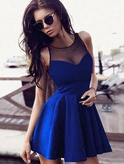 contrast mesh skater dress - 16109058 - Very Small Image - 1