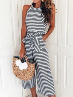 striped tie knot jumpsuit - 16109275 - Very Small Image - 1