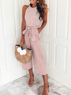 striped tie knot jumpsuit - 16109276 - Very Small Image - 1