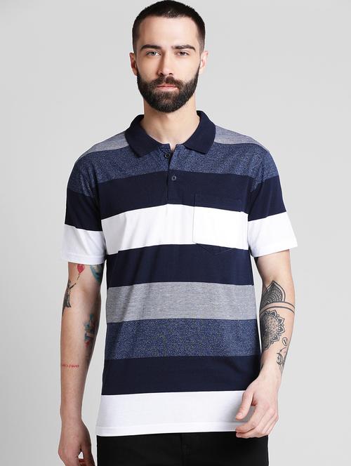 blue striped polo t-shirt - 16109622 - Very Small Image - 1