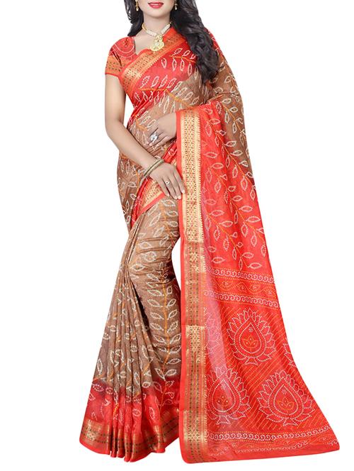 tie & dye printed saree with blouse - 16110173 - Very Small Image - 1