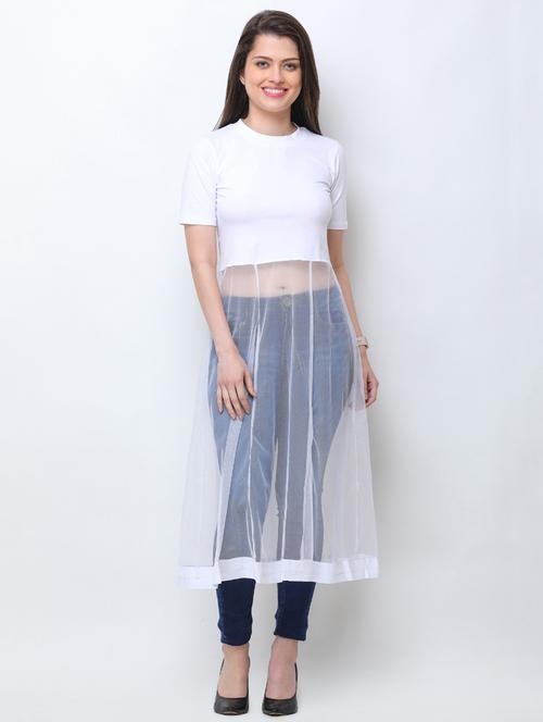 mesh panel crew neck tunic - 16111136 - Very Small Image - 1